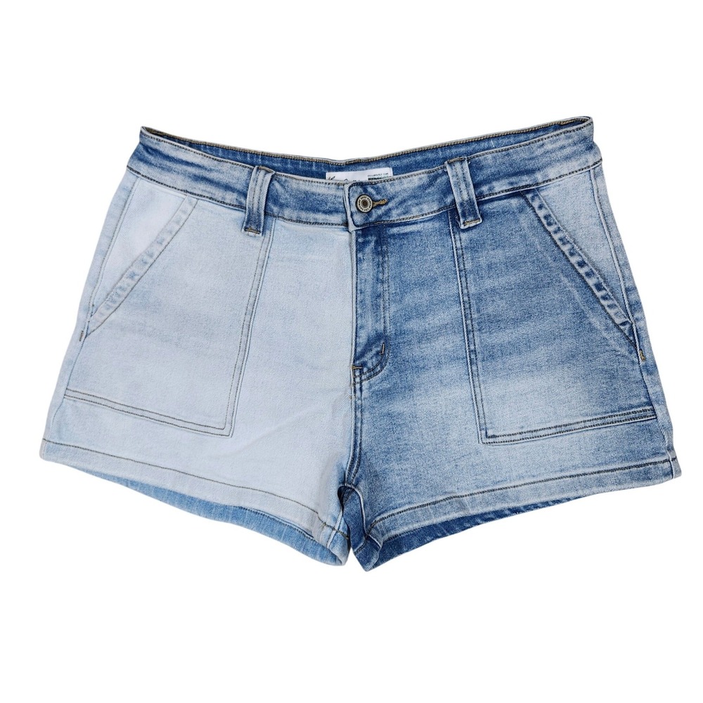 KanCan Jean Shorts Two Tone Colorblock Denim High Waisted Summer Size 31